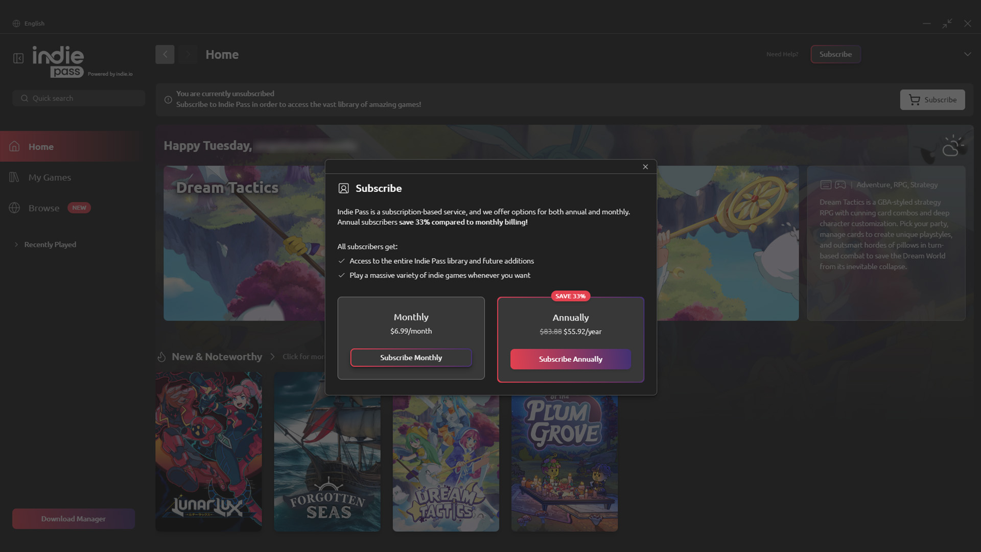 Indie Pass - 1 Month Subscription